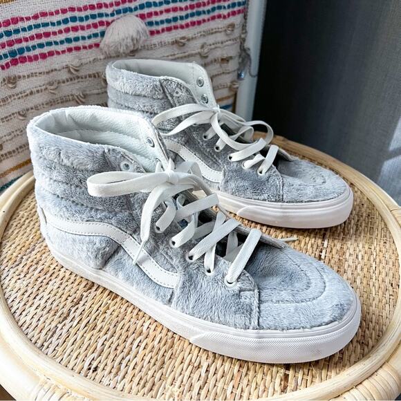 Vans U Sk8-Hi Faux Fur Drizzle Blanc-De-Blanc High Top Sneakers Women’s Size 10 - Picture 1 of 8